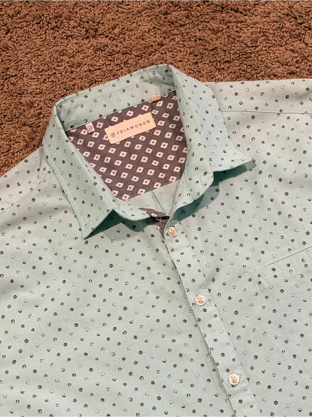 7 Diamonds Mens Shirt Large Mint Green Graphic Print Casual Large